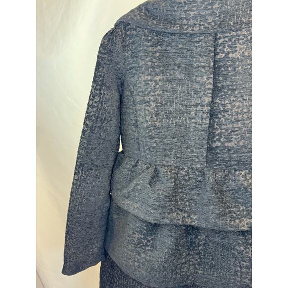 Gorgeous Ruffle Brocade Pea Coat - Black & Chocolate - Size XL (Juniors Sizing) - Picture 14 of 16